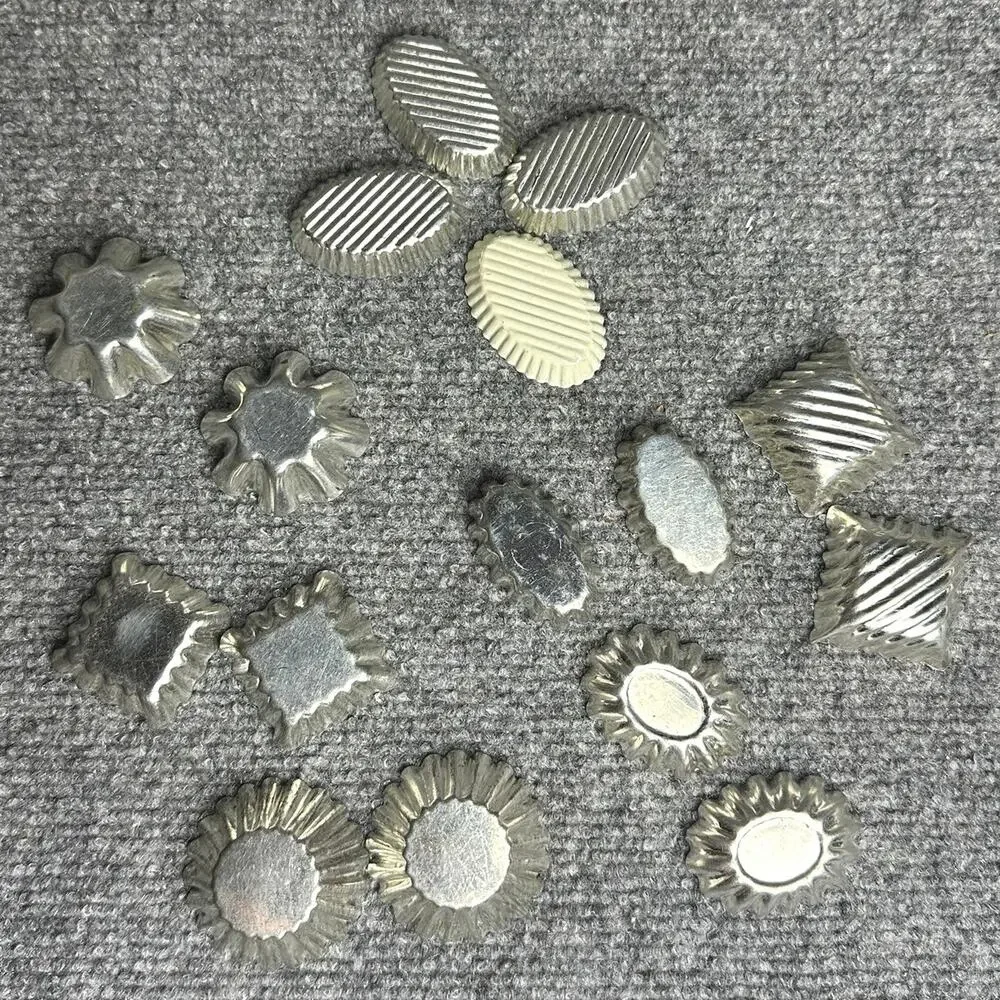 Vintage lot 16 French tin pastry molds variety tartlets petit fours candy baking